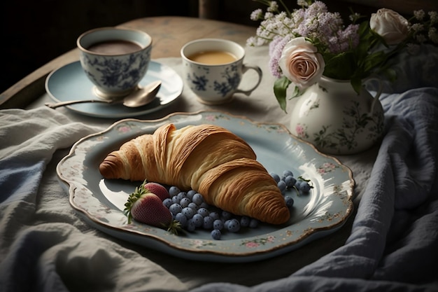 Croissant sur une assiette