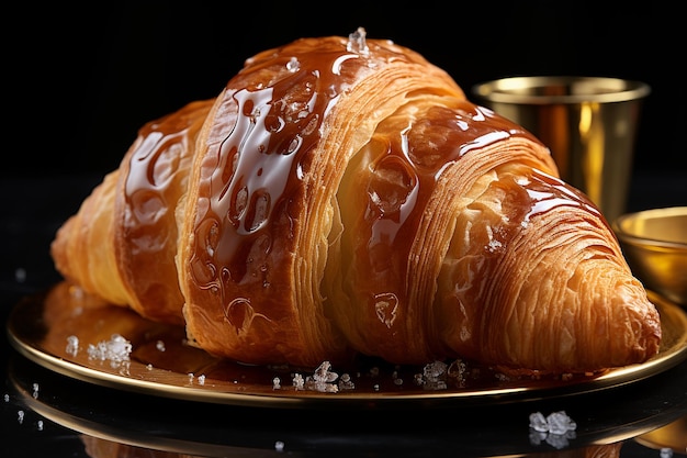 un croissant sur une assiette