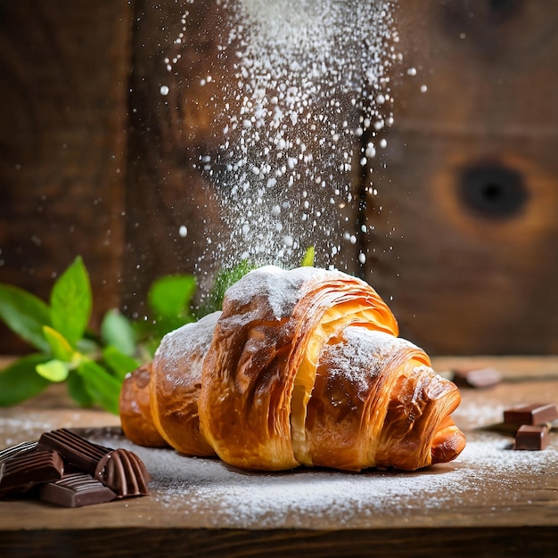 Croissant au chocolat fraîchement cuit généré par l'IA