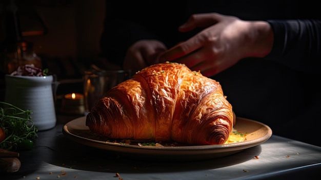 Croissant au jambon et fromage