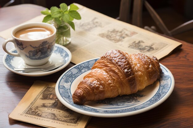 Croissant et café Rituel du matin au café français