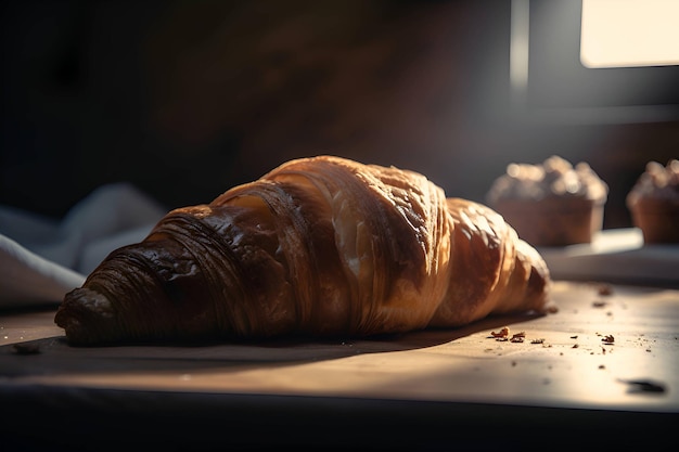 Croissant croustillant fraîchement sorti du four Generative AI 2