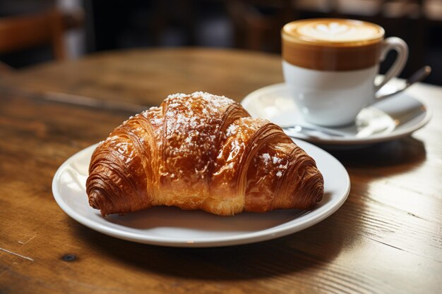 Photo un croissant délicieux, parfait compagnon du café du matin