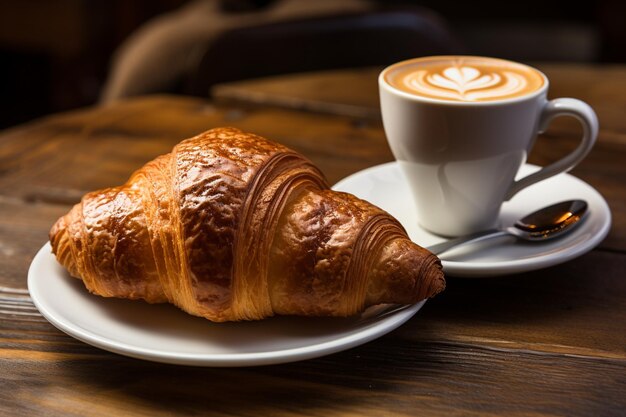 Un croissant délicieux, parfait compagnon du café du matin