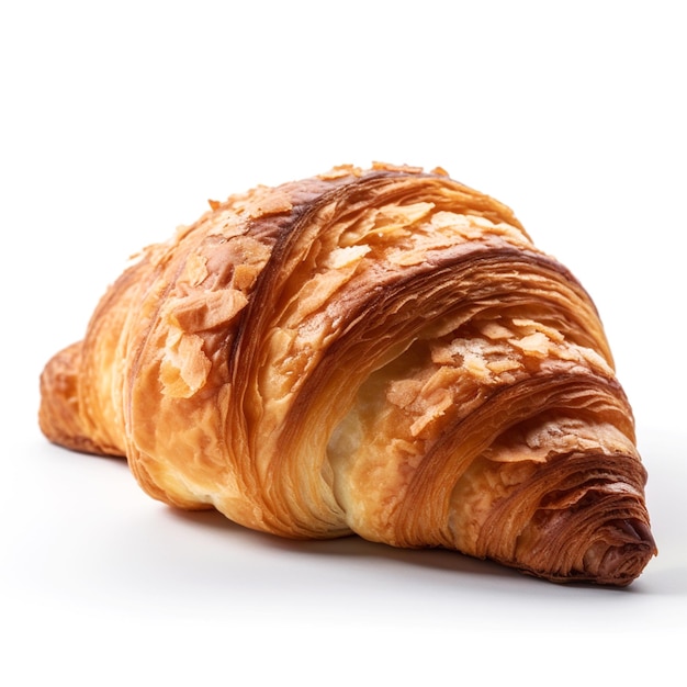 Un croissant avec un fond blanc et un fond blanc.