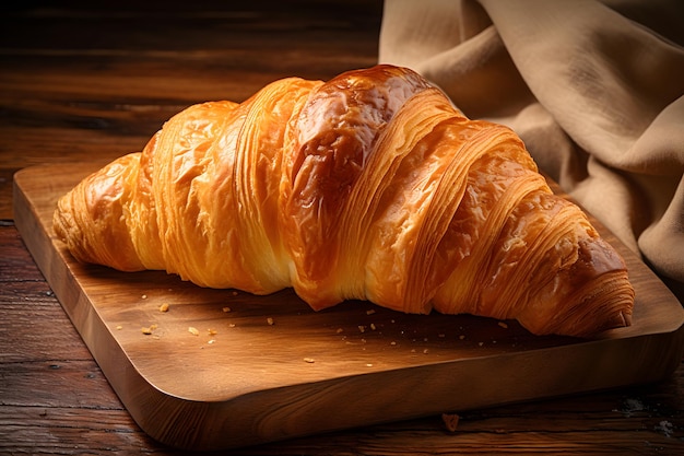 Croissant sur fond de bois