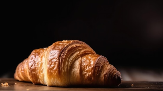 Un croissant avec un fond sombre