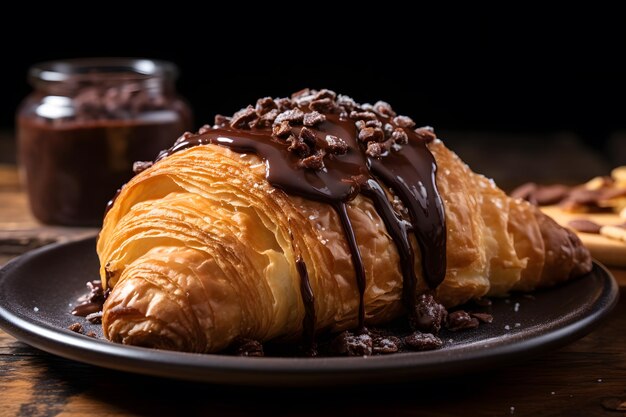 Photo croissant fourré au chocolat