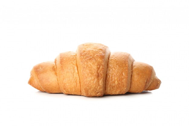 Croissant fraîchement sorti du four isolé sur fond blanc