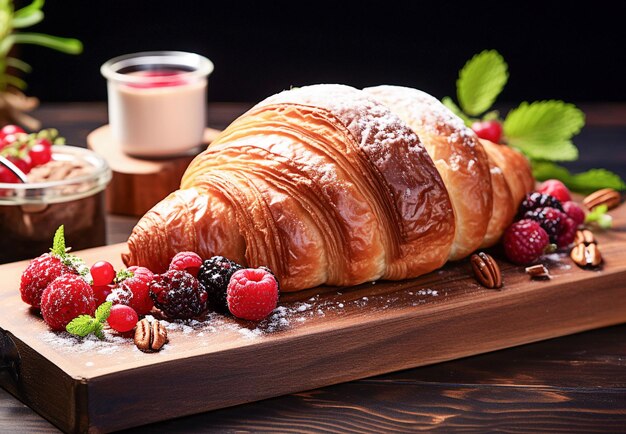 Croissant frais aux baies Petit-déjeuner sain