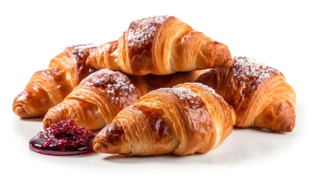 Croissant frais sur fond blanc