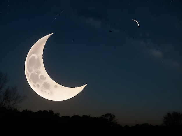 Croissant de lune dans le ciel nocturne