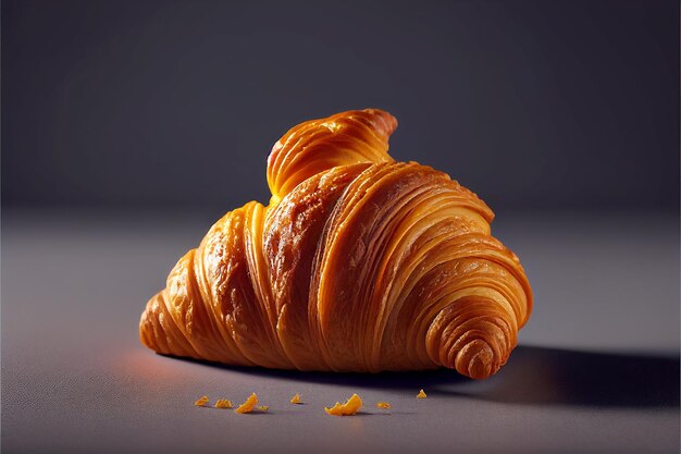 Un croissant avec la moitié supérieure de son visage est affiché.