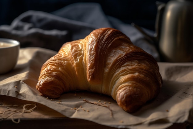 Un croissant avec le mot "café" dessus