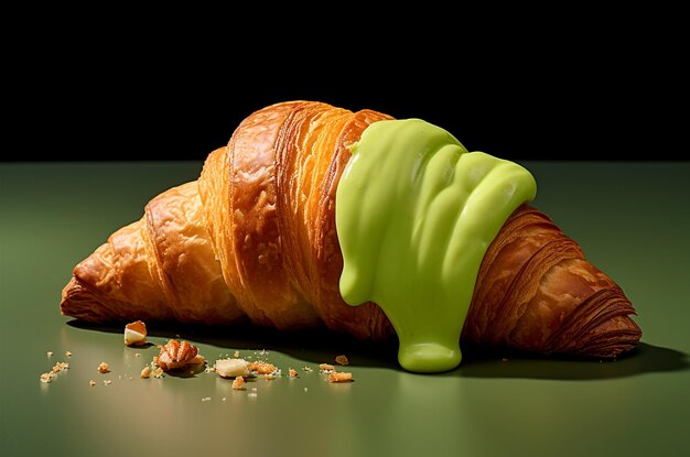 Croissant de pistache avec de la crème