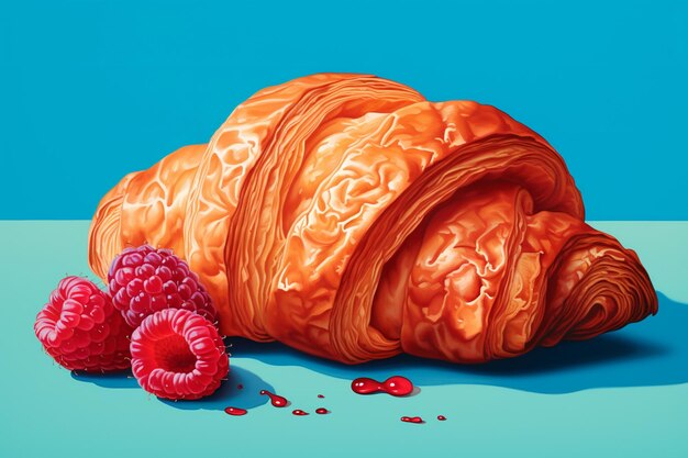 Un croissant rempli de framboises est une image visuellement séduisante.