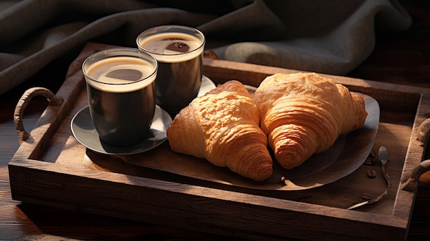 croissants_and_coffee_on_a_wooden_trayai génératif