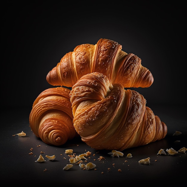 Croissants sur fond noir