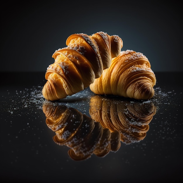 Croissants sur fond noir