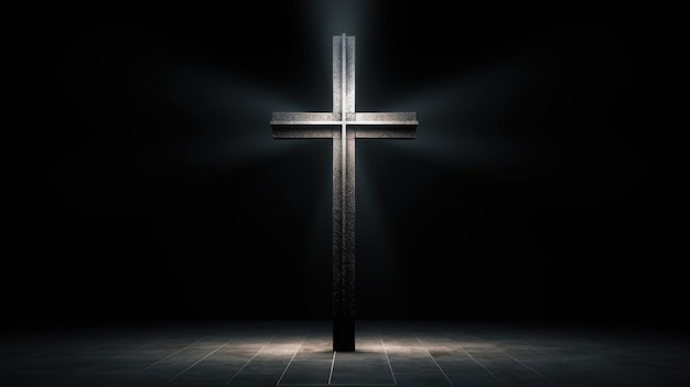 Une croix allumée dans le noir