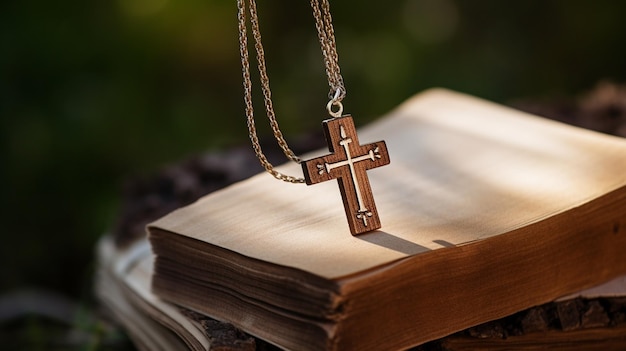 croix de la bible sur un fond en bois