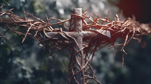 Croix de fer avec des épines autour