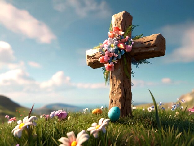 Croix et fleur de Pâques