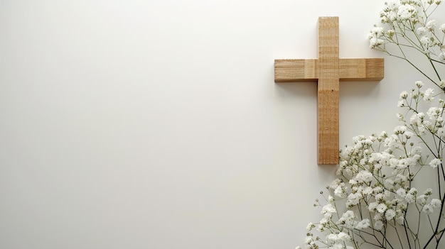 Photo une croix sur un mur avec une croix de bois dessus