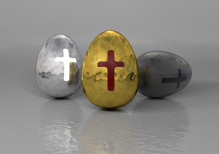 Croix sur les oeufs de Pâques