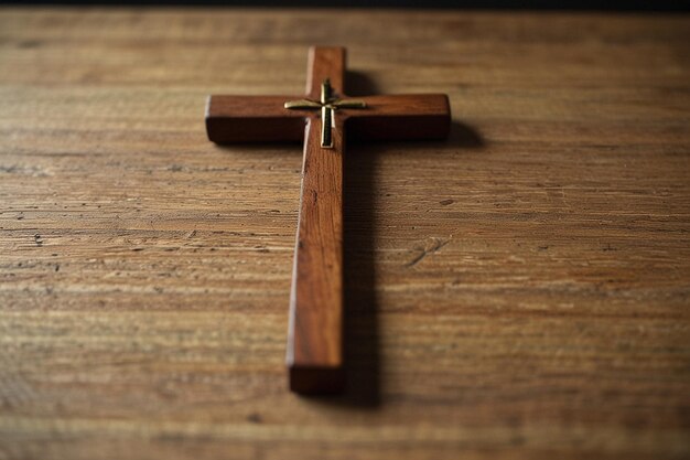 Une croix de palmier et de bois sur le bureau