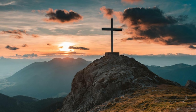Photo croix de pâques sur la montagne