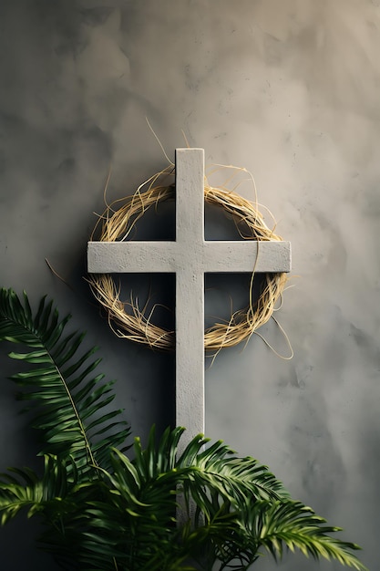Croix sacrée industrielle chic en béton et ornée Wi Cross Sunday Photo Christian Art