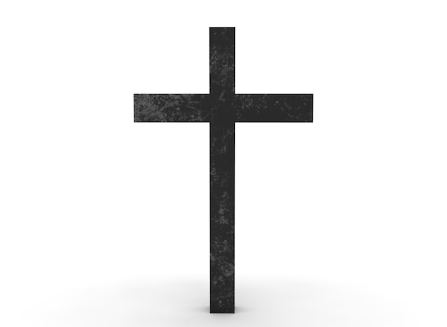 Croix tombale sur fond blanc