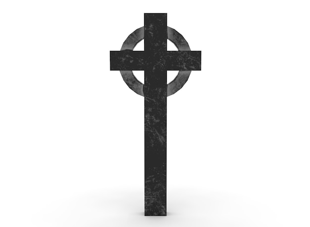 Croix tombale sur fond blanc