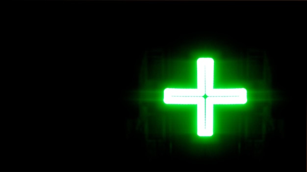 Croix verte dans le noir symbole religieux croix néon rougeoyant