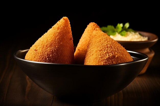 Les croquettes de poulet brésiliennes de Coxinha, une nourriture de rue populaire