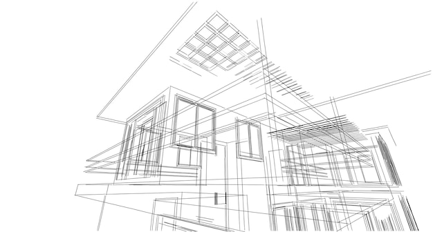 Croquis abstrait, Architectural, Construction, Wireframe