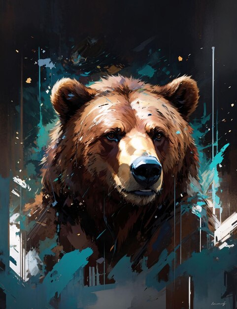 Photo croquis abstrait élégant illustration de peinture d'art de grizzly brun