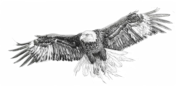 Photo croquis d'un aigle en plein vol