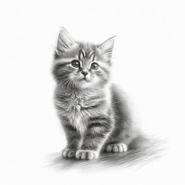 Croquis au crayon dessin animal chat mignon