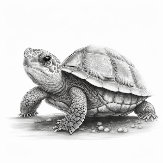 Croquis au crayon dessiner un animal tortue mignon généré par l'IA