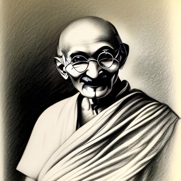 Photo un croquis au crayon du mahatma gandhi