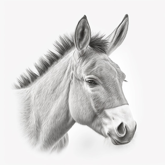Croquis au crayon image de dessin de tête de mule mignonne générée par l'IA
