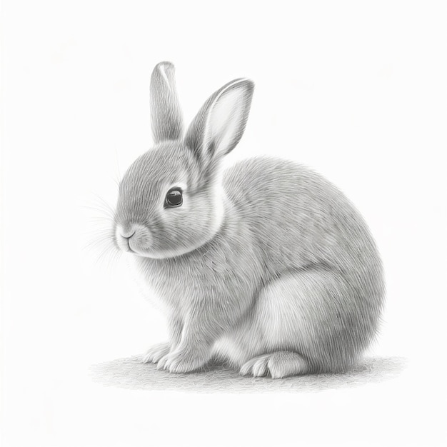 Croquis au crayon mignon lapin animal dessin art généré par l'IA