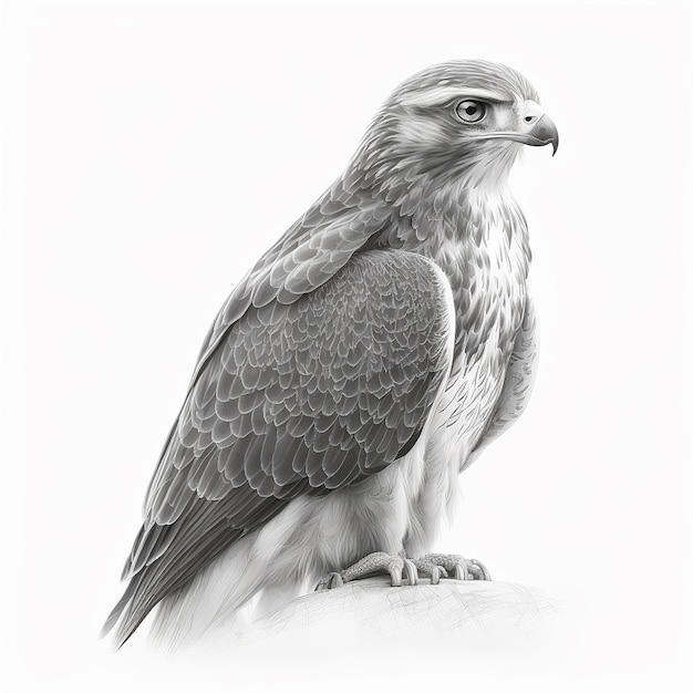 Croquis au crayon numérique image de dessin d'oiseau de faucon générée par l'IA