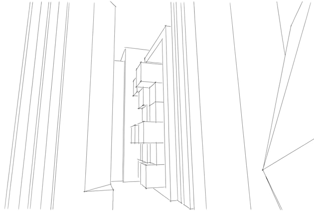 Croquis de dessin architectural abstrait, Illustration