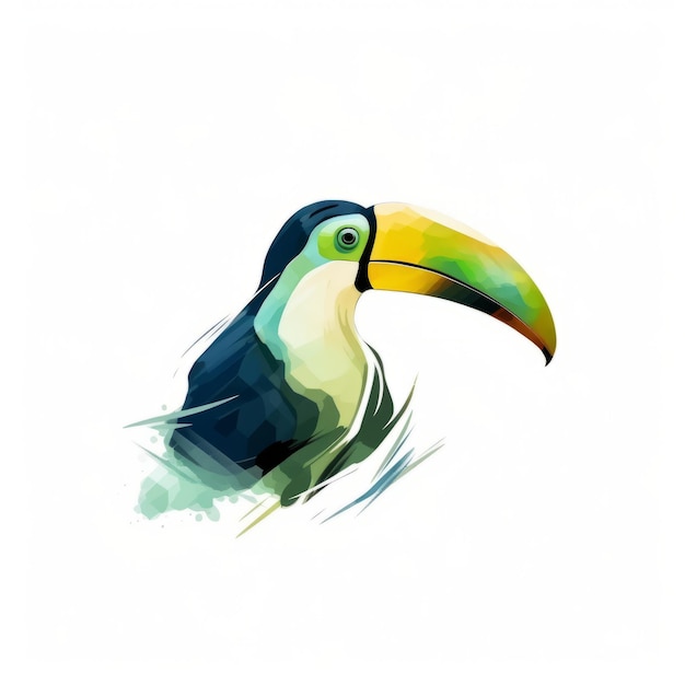 Croquis minimaliste de Toucan en vue latérale devant un nuage