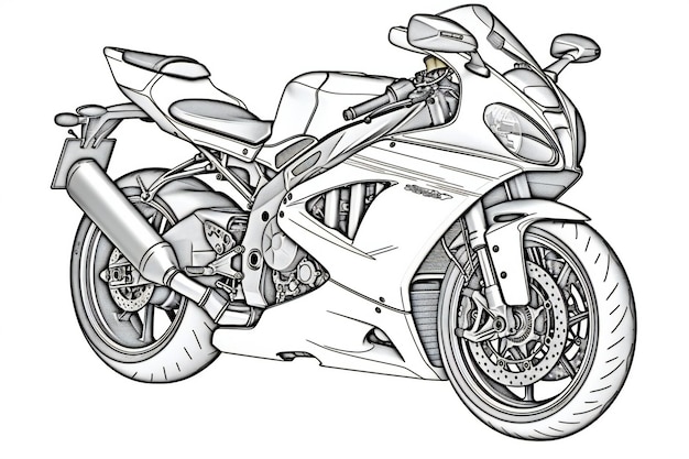 Croquis de moto Moto sur fond blanc