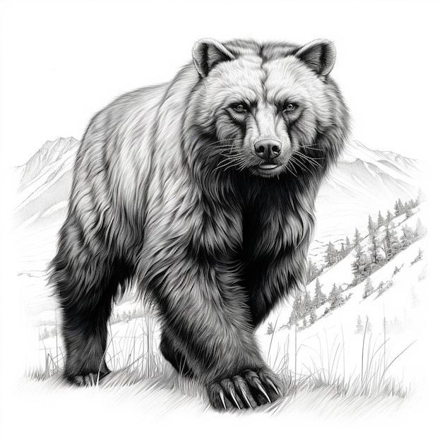 Photo un croquis d'ours jungali