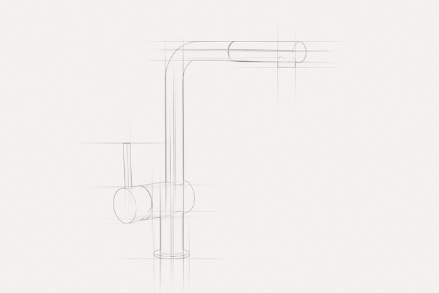 Photo un croquis d'un robinet avec la moitié supérieure de celui-ci.